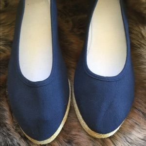 Espadrille Canvas Flats In Navy Blue- NWOT